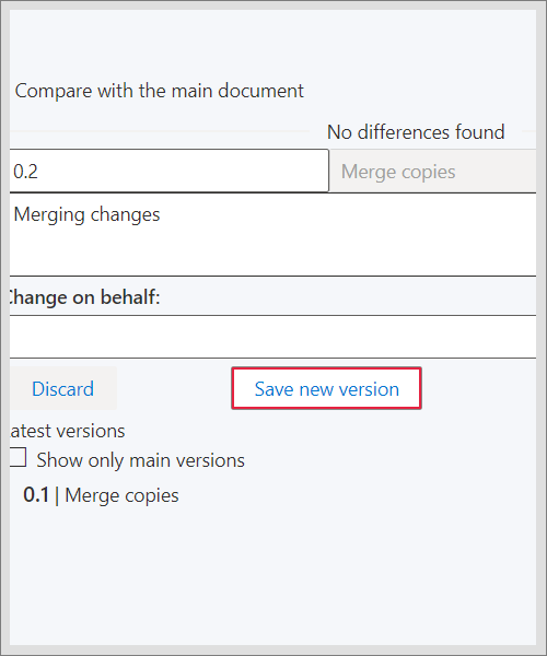 Mergecopies save version